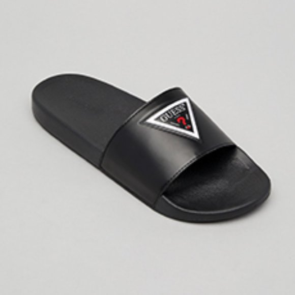 Guess Other - GUESS Men's Triangle Logo Slides Black Size 8